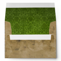 Vintage Airmail Apple Green Damask A7 Envelopes