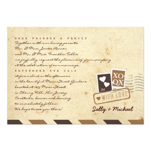 Vintage Airmail Love Letter Personalized Note Personalized Announcements