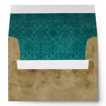 Vintage Airmail Turquoise Damask A7 Envelopes