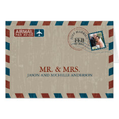 Vintage Airmail Wedding Thank You Cards