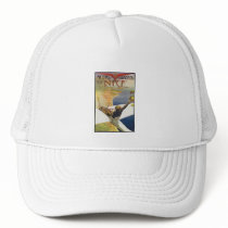 Vintage Airplane art:  Meeting d'Aviation Trucker Hats