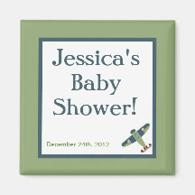 Vintage Airplane Baby Shower Favor Magnet