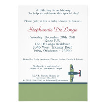 Vintage Airplane Baby Shower Invitation
