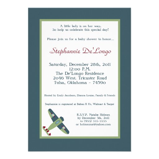 Vintage Airplane Baby Shower Invitation