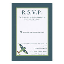 Vintage Airplane Baby Shower RSVP Card