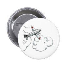 Vintage Airplane Black and White Drawing Pins