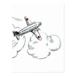 Vintage Airplane Black and White Drawing Post Card