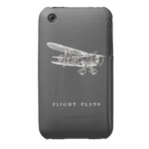 Vintage Airplane, Flight Plans Case-Mate iPhone 3 Cases