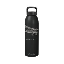 Vintage Airplane, Flight Plans, Eco Friendly Water Bottle