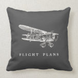 Vintage Airplane, Flight Plans Throw Pillows