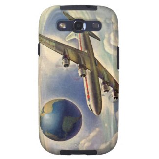 Vintage Airplane Flying Around the World in Clouds Samsung Galaxy SIII Cases