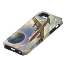 Vintage Airplane Flying Around the World in Clouds iPhone 5 Case