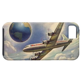 Vintage Airplane Flying Around the World in Clouds iPhone 5 Case