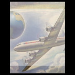 Vintage Airplane Flying Around the World in Clouds Custom Letterhead