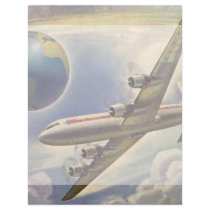 Vintage Airplane Flying Around the World in Clouds Custom Letterhead