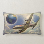 Vintage Airplane Flying Around the World in Clouds Pillows