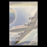 Vintage Airplane Flying Around the World in Clouds Custom Stationery