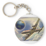 Vintage Airplane Flying Around the World Keychains