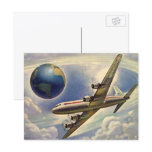 Vintage Airplane Flying Around the World Postcards