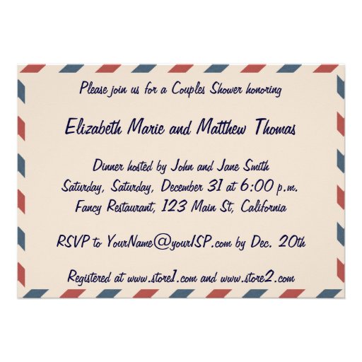 Vintage Airplane Flying Around World Couple Shower Invites