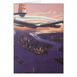 Vintage Airplane over Hudson River, New York City Greeting Card