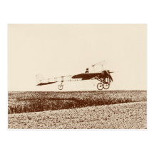 Vintage airplane taking off postcard