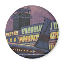 Vintage Airport, Passengers Boarding Airplane Fridge Magnet