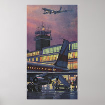 Vintage Airport, Passengers Boarding Airplane Poster