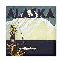 vintage alaska poster fridge magnet