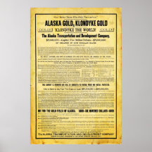 Vintage Alaskan Klondike Gold Rush Travel Poster