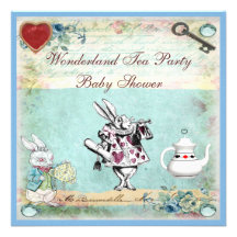 Vintage Alice in Wonderland Baby Shower Tea Party Invite