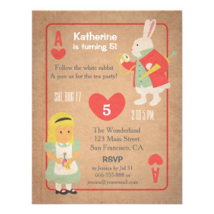 Vintage Alice in Wonderland Birthday Party Custom Invites