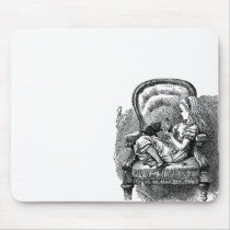 Vintage Alice in Wonderland book drawing Mouse Pad