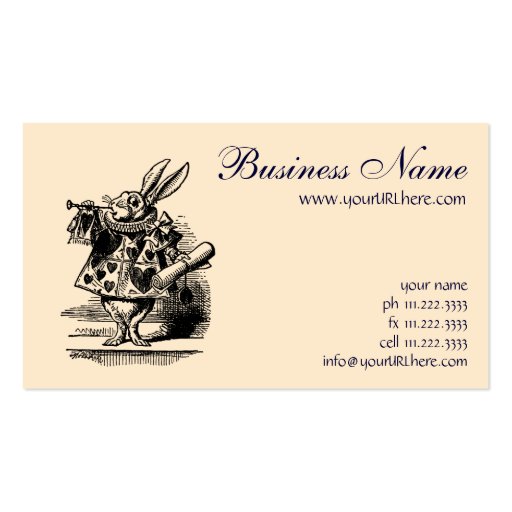 Vintage Alice in Wonderland Business Card Template (front side)