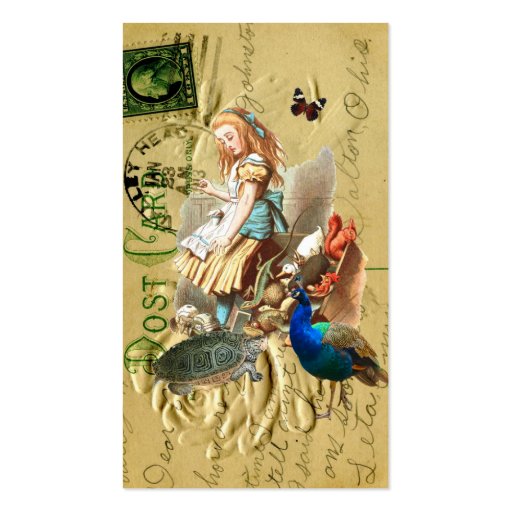 Vintage Alice in Wonderland collage Business Card Template (back side)
