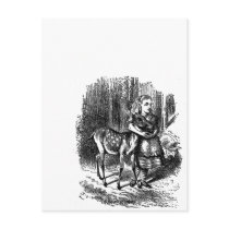 Vintage Alice in Wonderland deer fawn bambi print Post Card
