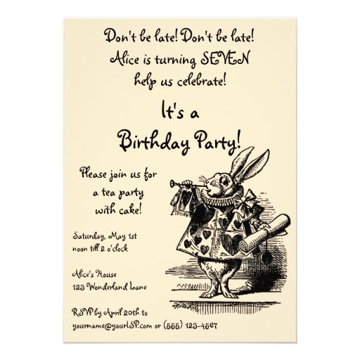 Vintage Alice in Wonderland, Girl Birthday Party Personalized Announcement