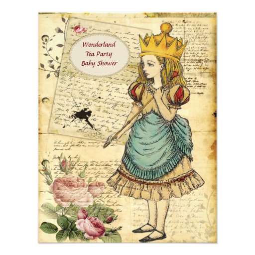 Vintage Alice in Wonderland Princess Baby Shower Custom Invitation