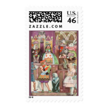Vintage Alice in Wonderland, Queen of Hearts Postage Stamps