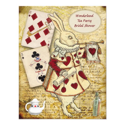 Vintage Alice in Wonderland Rabbit Bridal Shower Personalized Invitations