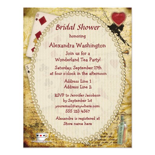 Vintage Alice in Wonderland Rabbit Bridal Shower Personalized Invitations
