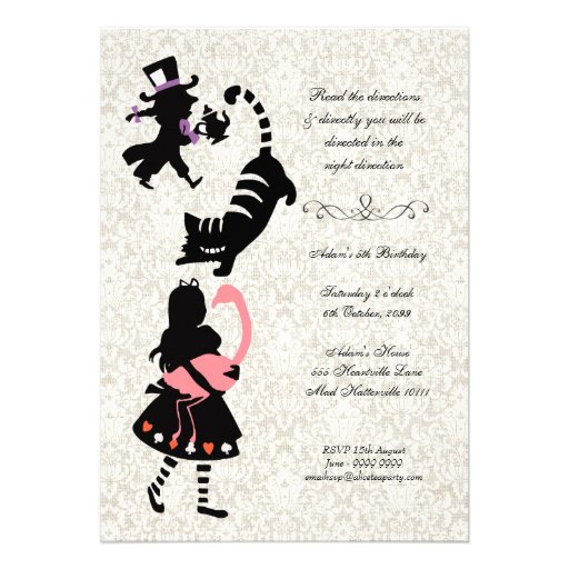 Vintage Alice in Wonderland Tea Party Birthday Custom Announcement