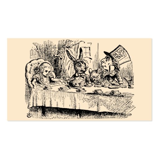 Vintage Alice in Wonderland Tea Party Scene Business Card Template (back side)