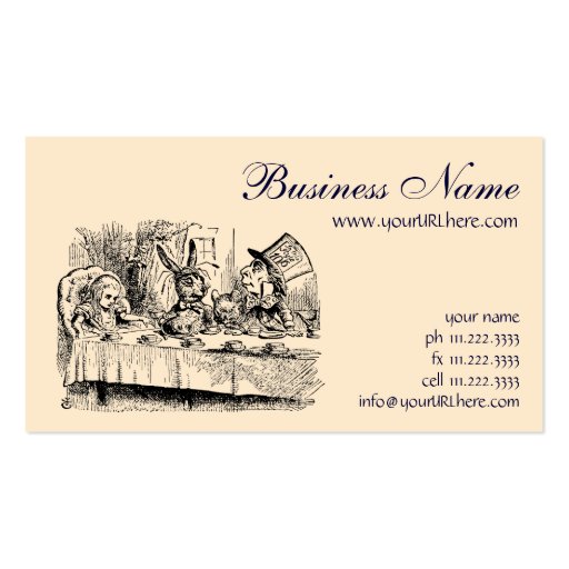 Vintage Alice in Wonderland Tea Party Scene Business Card Template
