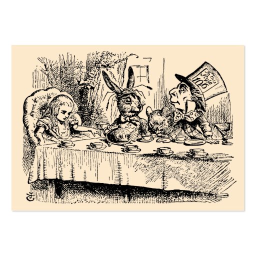 Vintage Alice in Wonderland Tea Party Scene Business Card (back side)