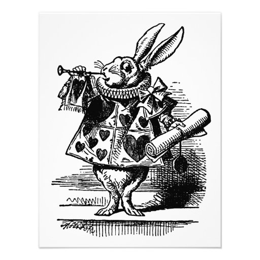 Vintage Alice in Wonderland, White Rabbit Herald Announcements