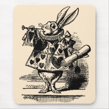 Vintage Alice in Wonderland, White Rabbit Herald Mouse Pad