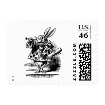 Vintage Alice in Wonderland, White Rabbit Herald Postage Stamp