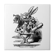 Vintage Alice in Wonderland, White Rabbit Herald Ceramic Tile