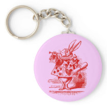 Vintage Alice in Wonderland White Rabbit Key Chain